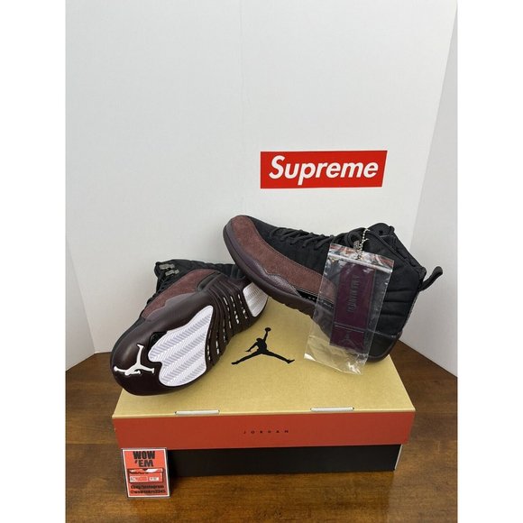 10W/8.5M Jordan 12 SP x A Ma Maniere “Black" DV6989-001 Black Maroon Basketball - Picture 2 of 10